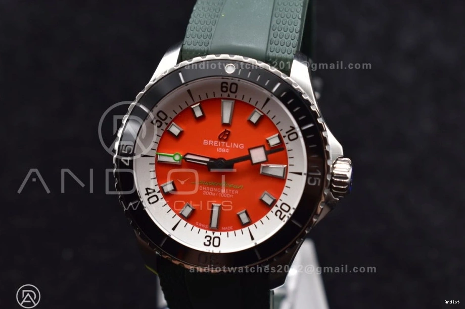 SS Rubber Best A2824 Automatic Dial on Orange Edition 42 Green 1:1 BLSF SuperOcean Strap 1113